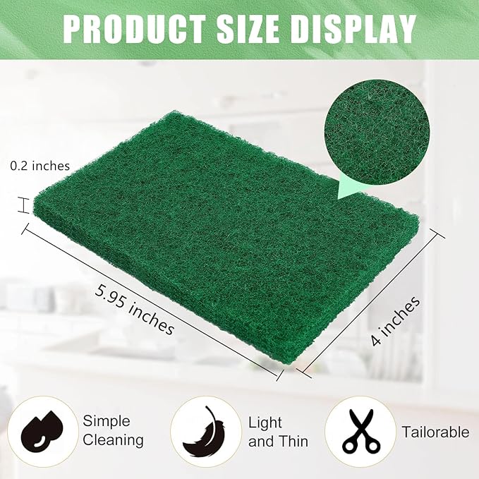 80 Pcs Heavy Duty Scour Pads,Scouring Pads,4 x 5.95 inch Scrubbing Pads for Metal Grills & Kitchen Scrubbers,Non-Scratch Reusable Dish Scrubbing Pads for Kitchen Dishes Sink Bathtub(Green)