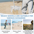 Sand Flea Rake, Long Handle Sand Sifter with 65-Inch Pole - Stainless Steel Shark Tooth Sifter, 13-Inch Wide Mesh Screen for Beach, Seaside Collecting of Fleas, Shark Teeth & Seashells
