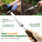 Narrow Stainless Steel Garden Trowel with Wood Handle - Heavy Duty Hand Shovel for Digging, Weeding, Planting & Transplanting, Sharp Garden Spade Tool for Tough Soil and Roots