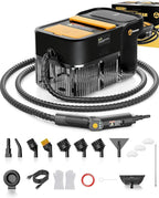 Gautye Steam Cleaner, 3 Level Adjustable Handle, 10s Heat Up, 2.11 Quarts Tank, Handheld Steam Cleaner with 18 pcs Accessories, Steam Cleaner for Home for Floor, Dirt, Grease, Grout, Tile, Car