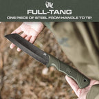 ODENWOLF W Machete - Survival Machete Full Tang with Sheath - Strong D2 Steel Knife Machete for Cutting Trees, for Yard Work, and for Bushcrafting and Big Tactical Knife with TPE-Handle