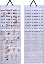 Lolalet Hanging Earring Holder Organizer with 20 Hooks for Women, Earring Organizer Wall Earrings Hanger Pierced Earring Storage, Felt Stud Earring Display, 608 Holes for Earrings- Grey, 1 Pack