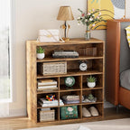 Garden 4 you Shoe Rack Organizer, 5-Tier Wood Cubby Shoe Rack with 2 Storage Shelf and 9 Cubbies, Shoe Organizer Cabinet for Entryway, Hallway, Closet and Garage,Brown