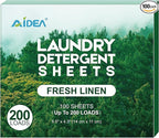 AIDEA Laundry Detergent Sheets, Washer Sheet Detergent, No Plastic Jug, Laundry Soap Sheet For Travel, Home Washing, Fresh Scent-(200 Loads) 100 Sheets