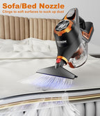 Nvriow Cordless Vacuum Cleaner for Home, 45Kpa Stick Vacuum, Max 80mins Runtime, 1.5L Dust Cup, Rechargeable Lightweight Handheld Vacuum for Carpet/Hardwood Floor/Pet Hair/Car (Sunset Orange)