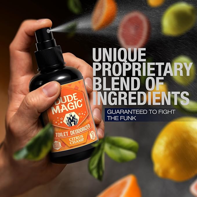 Toilet Deodorizing Spray | Natural Before You Go Toilet Spray | Pre-Poop Bathroom Odor Eliminator with Essential Oils | Travel Size Bathroom Air Freshener | Citrus Champ 4oz