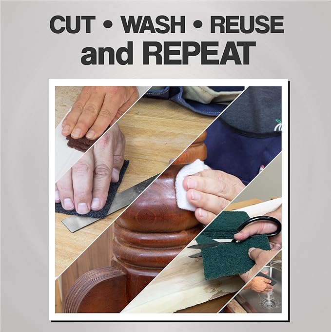 6" x 9" Non-Woven Surf Prep Sanding Pads for Wood, Metal, Polish, Strip Paint, Remove Rust, Deburring, Extra Coarse to Very Fine Scuff Pads - 150 240 320 800 Grit & Non-Abrasive - 10 Pack (Assorted)