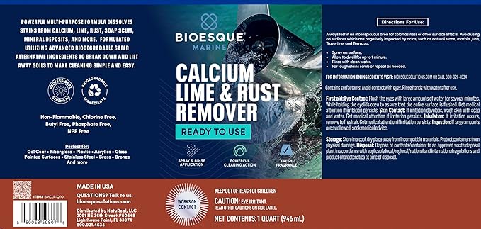 Bioesque Marine Calcium, Lime & Rust Remover, 32 Fluid Ounce (Pack of 1)