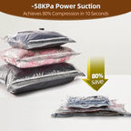 12 Pack Travel Vacuum Bags for Clothing,Compression Seal Packing Cubes for Suitcase Backpack,Vacuum Seal Bags for Clothing,Carry-on Size Space Saver Storage Bags 80% for Travel & Home(No pump)