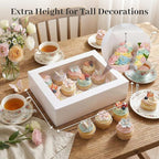 VGOODALL 3PCS White Cupcake Container, 12 Count with Window Boxes Holding 36 Pastry Box for Birthday Holiday Party Bakery Supplies