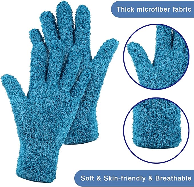 Patelai 3 Pairs Microfiber Plant Dusting Gloves Leaf Cleaning Gloves for Indoor Plants, Blinds, Furniture, House (Purple,Blue,Rose Red,Large)
