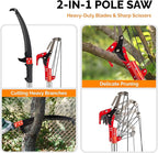 VINGLI 30ft Manual Pole Saws for Tree Trimming, Extendable Tree Trimmers Long Handle Pruner, Sharp Steel Blade and Scissors with Lightweight 9 Fiberglass Handles for Pruning Palms and Shrubs
