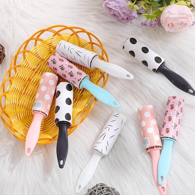 Hushee 8 Pcs Bulk Mini Lint Roller for Pet Hair and Clothes Lint Roller Travel Size Removers Sticky Removing Tool for Travel, Gift Bags, Furniture, Car Seat