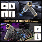 Car Vacuum Portable Cordless, 20000PA High Power Vacuum Cleaner, Brushless Motor, 3-Speed Modes, 4 in 1 Compressed Air Duster, Air Blower, Pump Handheld Vacuum for Car, Home, Office, Camping - Grey