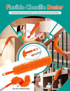 Ceiling Fan Cleaner Duster with 76" Extendable Long Handle,180° Wall Mop Cleaner for Walls/Ceiling Fans/Dust/Baseboards/Floors/Blade Blinds/dDoors Clean,Feather Duster Cleaning Kit