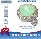 Amazon Brand | Pack of 4 | Ring King Stainless Steel-Wrapped Sponge Scrubbers | Heavy Duty Scouring Pads - Individually Wrapped for Dishes Pots, Pans, and Ovens