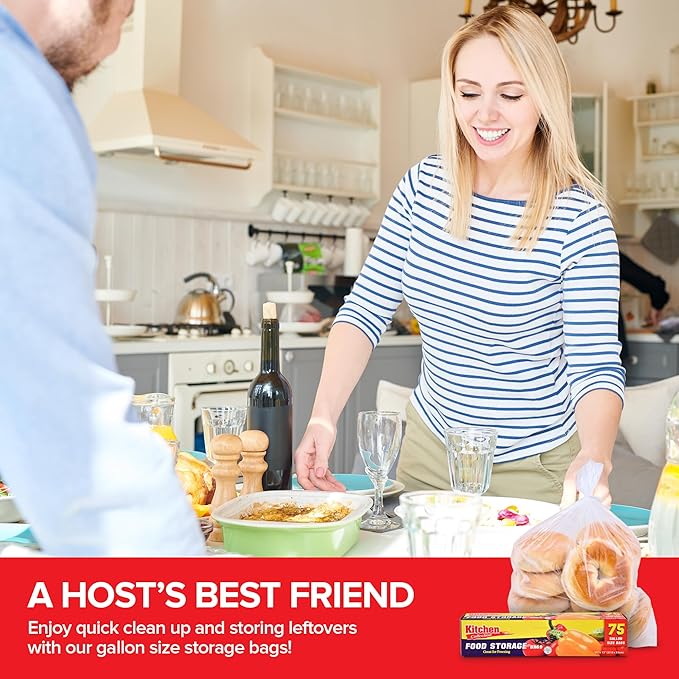 1 Gallon Food Storage Bags with Twist Ties (1800 Count) Bulk Freezer Storage Bags Gallon Size for Bread, Vegetables, Fruit, and More, Clear Disposable Twist Tie Storage Bags, Stock Your Home