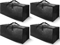 Cosy Family 4 Pack Heavy Duty Extra Large Moving Bags with Backpack Straps - Strong Handles & Zippers, Storage Totes For Space Saving, Fold Flat, Alternative to Moving Box (Set of 4, Black)