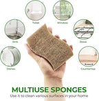 Natural Kitchen Sponges (12 Pack) - Biodegradable Cellulose & Coconut Scrubber Dish Sponges for Kitchen - Eco-Friendly, Non Scratch, Compostable, Non Toxic S-Shaped Natural Sponges for Dishes