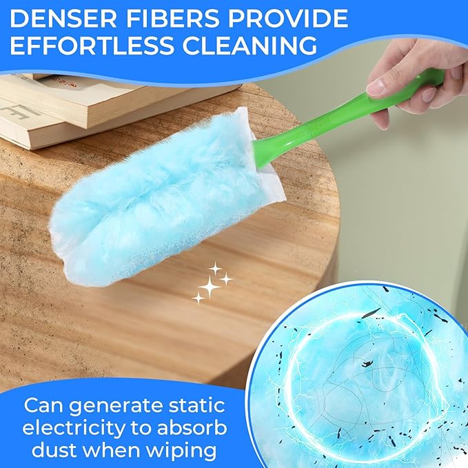 30PCS Disposable Dusters Refills Compatible with Swiffer,Bulk Heavy Duty 360 Degree Duster Replacement Head for Blinds Ceiling Fans and Furniture Dusting