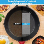 Cast Iron Cleaner and Chainmail Skillet Scrubber - 8''x8'' Upgraded 3.8mm Small Ring, 316L Stainless Steel Fine Rings - Durable Scraper for Skillets, Pans, Griddles & Containers