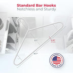 Neaties Plastic Hangers 30 Pack – Made in The USA – 6lb Capacity Standard Clothes Hangers with Strap Hooks for Dresses, Lingerie, Shirts, Pants, and Jackets – White & Pink
