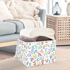 senya Large Storage Bins with Linen Collapsible Foldable Storage Cubes Fabric Closet Organizer Containers box with Flip-Top Lid for Home Bedroom Office 16.7 x 12.6 x 11.8in (Style Latin Alphapet)
