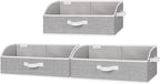 StorageWorks Closet Storage Bins, Trapezoid Organizer Box for Shelves, Fabric Clothes Bin, Foldable Organizing Baskets with Handles, Large, Gray, 3-Pack