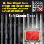 GRILLART Grill Brush Bristle Free. SteamWizards BBQ Replaceable Cleaning Head, Unique Seamless-Fit Scraper Tool for Cast Iron/Stainless-Steel Grates, Safe Barbecue Grill Cleaner-Red