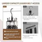 ZEDODIER 2 Pack Belt Organizer for Closet, Heavy-Duty Rotating Belt Hanger Rack Holds up to 48 Belts, Hanging Space Saving Metal Belt Holder for Closet Storage, Black