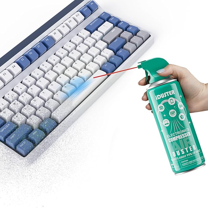 iDuster Compressed Air Duster for Keyboard - 10oz Canned Air for Electronics, 12 Packs