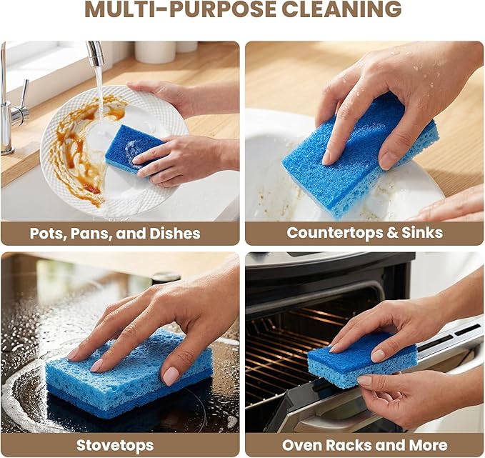 Kitchen Sponges, 12 Count, Non-Scratch Scrub Sponge, Dual Sided Cleaning Sponges for Dishes, Kitchen, Bathroom