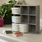 Household Essentials Grey 728-1 Deep 9 Section Drawer Organizer Box for Storage 12 in x 3.13