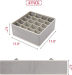DIOMMELL Set of 4 Foldable Cloth Storage Box Closet Dresser Drawer Organizer Fabric Baskets Bins Containers Divider for Clothes Underwear Socks Lingerie Clothing, Grey 40-0000