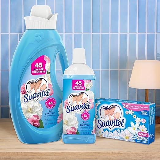 Suavitel Fabric Conditioner, Fabric Softener, 45 Days of Freshness, HE Compatible, 25 Small Loads, Field Flowers Scent, 25 fl oz