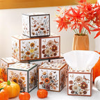 12 Pack Fall Wildflower Floral Facial Tissues Cube Boxes 600 Sheets 3 Ply Autumn Small Flower Square Face Tissues Bulk for Thanksgiving Day Car Bedroom Party Supplies