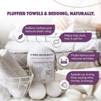 Wool Dryer Balls XL 6-Pack (3 XXL + 3 XL) – 100% New Zealand Wool, Hypoallergenic, Chemical-Free Fabric Softener – Reusable for 1,500+ Loads – Anti-Static & Baby-Safe