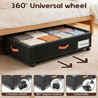 Under Bed Storage with Wheels 2-Pack, Under Bed Storage Containers 66L Clear Lids, Rolling Storage Drawers for Clothes Shoes Blankets, Underbed Organizer Bins(30" L x 16.2" W x 7.5" H)