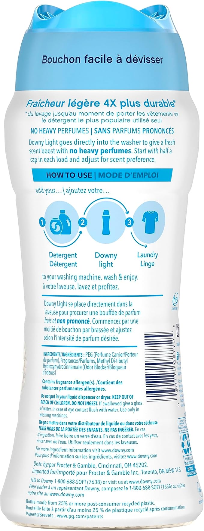 Downy Light Laundry Scent Booster Beads for Washer, Ocean Mist, 13.4 oz, with No Heavy Perfumes