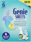 Genie Sheets Bathroom Cleaner | Concentrate Makes 6 24oz Refills | Professional-Strength | Just Add Water | Sustainable Eco-Friendly Plant-Based Solution | 6 Sheets