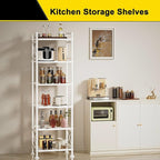 GIOTORENT Pantry Storage Shelves, 6-Tier Metal Storage Rack with X-Shaped Side Frame, Heavy-Duty Wire Shelf for Kitchen, Bathroom, Laundry Room, 120lb/Layer, White Standing Shelves
