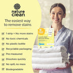 Nature Clean Natural Stain Remover for Clothes Laundry Strips Unscented 32 Count, Non-Toxic Advanced Stain Remover Treater Laundry Sheets, Plastic-Free Travel Stain Remover for Fabric Eco-Friendly