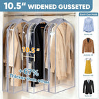 BALEINE 48'' Clear Garment Bags, 10.5'' Wide PEVA Suit Bag for Closet Clothes Dresses Suit Coats Storage (Clear, 1PK)