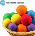 24 Pack Wool Dryer Balls, 3.15'', 2.4'' Reusable Laundry Balls Wool Balls Natural No Lint Fabric Softener Balls for Clothing Wrinkles(Rainbow)