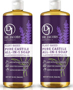 Dr. Jacobs Naturals Lavender Castile All-in-One Cleaner and Soap - Plant-Based Formula for House Cleaning Floors and Appliances - Gentle on Skin and the Planet - 32 oz, 2 Pack