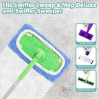 Reusable Mop Pads Compatible with Swiffer Sweeper Mop, Microfiber Dry Sweeping Cloths & Machine Washable Wet Pads Refill for Use on All Sealed Floors - Stone, Hardwood, Laminate & Tile (10 Blue)