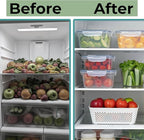 5 Pack Large Fruit Storage Containers for Fridge with Removable Colander-Plastic Food Storage Containers with Lids Airtight-Leak Proof Refrigerator Organizers and Storage of Vegetable -Produce Storage
