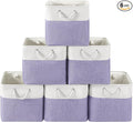 13 x 13 Inch Cube Storage Bins, 6 Pack Fabric Storage Basket with Handles, Foldable Boxes Organizer for Shelf Baskets for Home, Clothes (White/Purple)