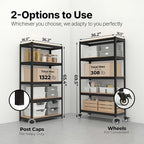 HOMEDANT House 36.2" W 5 Tier Heavy Duty Garage Shelving Adjustable Metal Rack Storage Shelves Standing Shelf Unit Organizers Pantry Closet Office Black 1Pack