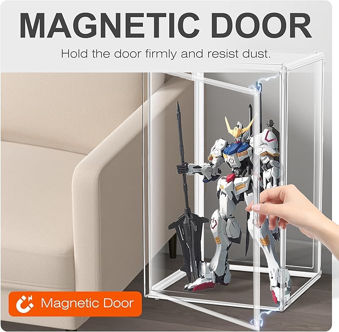 1 Pack Extra XXXXX-Large 13.8”x 12.2”x 23.6" Acrylic Display Case Long Tall Boot Shoe Storage Box Clear Giant Figure Collection Showcase with Magnetic Lid